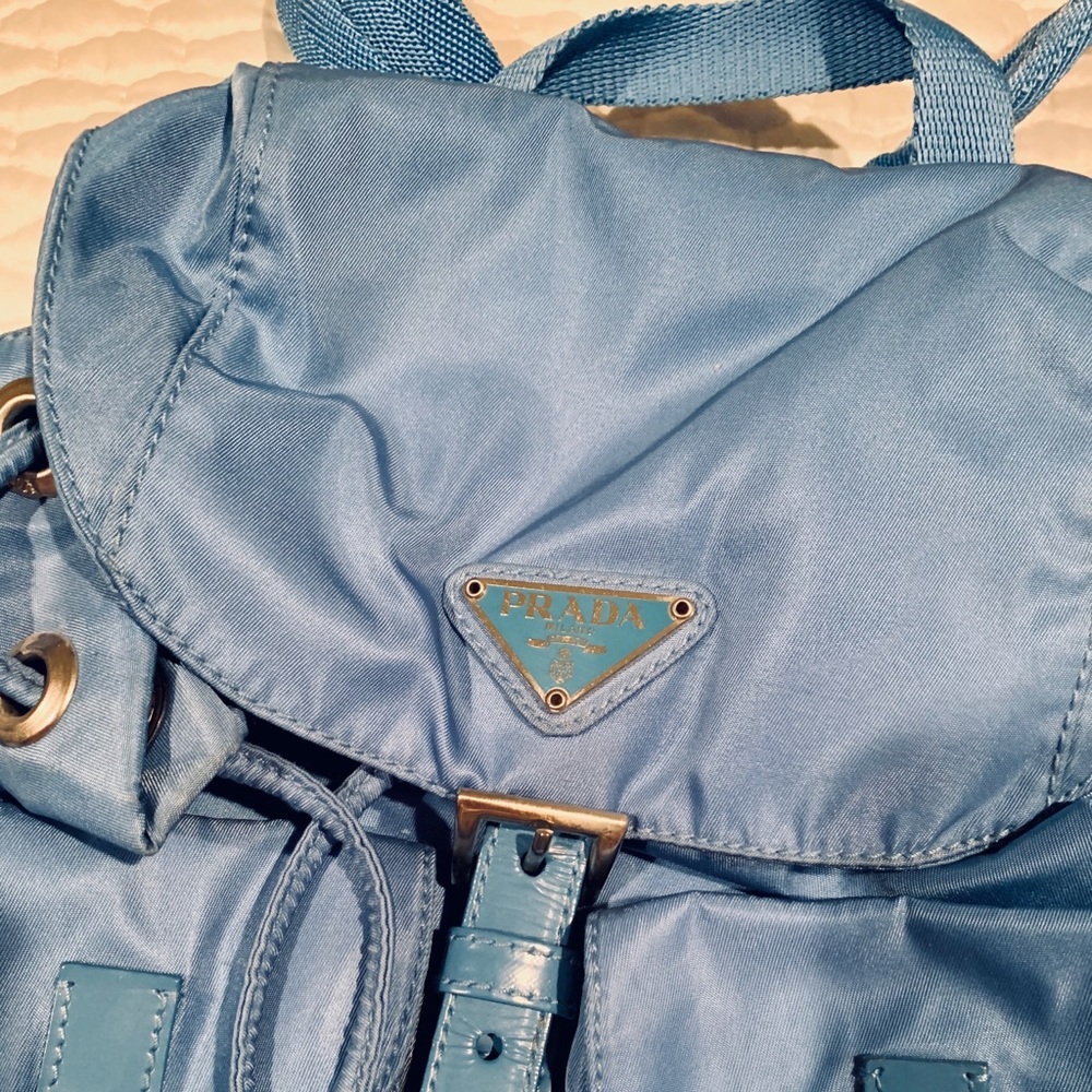 Authentic Small Blue Nylon Prada Backpack - image 2